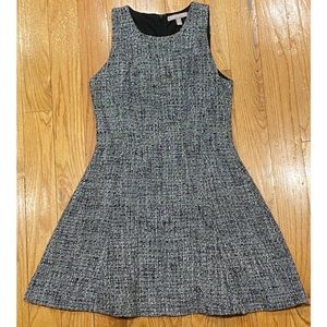 Black tweed fit and flare dress